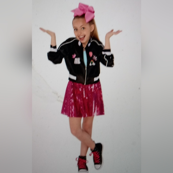 NWT RUBIES JOJO SIWA BOMBER JACKET SKIRT AND BOW CHILDS COSTUME MEDIUM - Picture 7 of 12